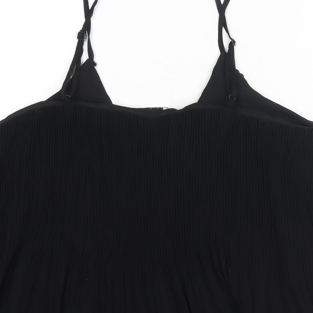 Topshop Womens Black Polyester Camisole Blouse Size 12 V-Neck - Plisse