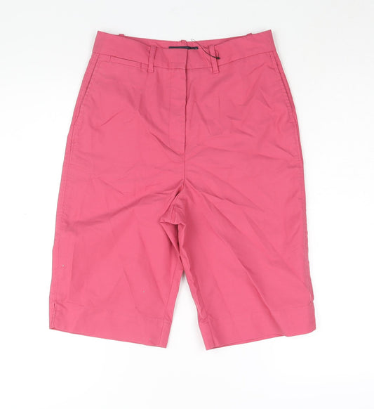 Marks and Spencer Womens Pink Cotton Bermuda Shorts Size 8 L11 in Regular Zip