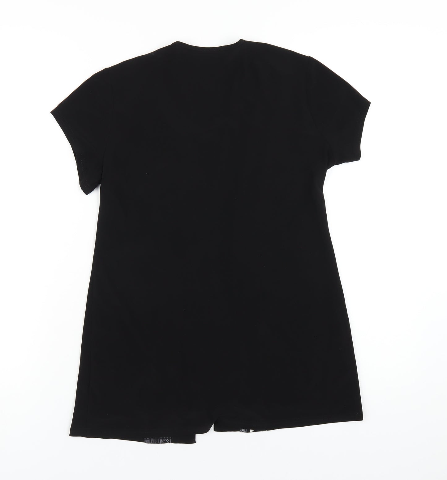 Anne Smith Womens Black Polyester Basic T-Shirt Size 12 Round Neck