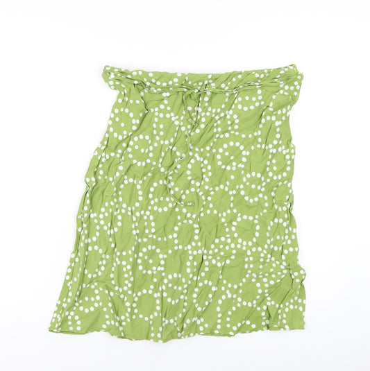 Marks and Spencer Womens Green Polka Dot Viscose A-Line Skirt Size 16