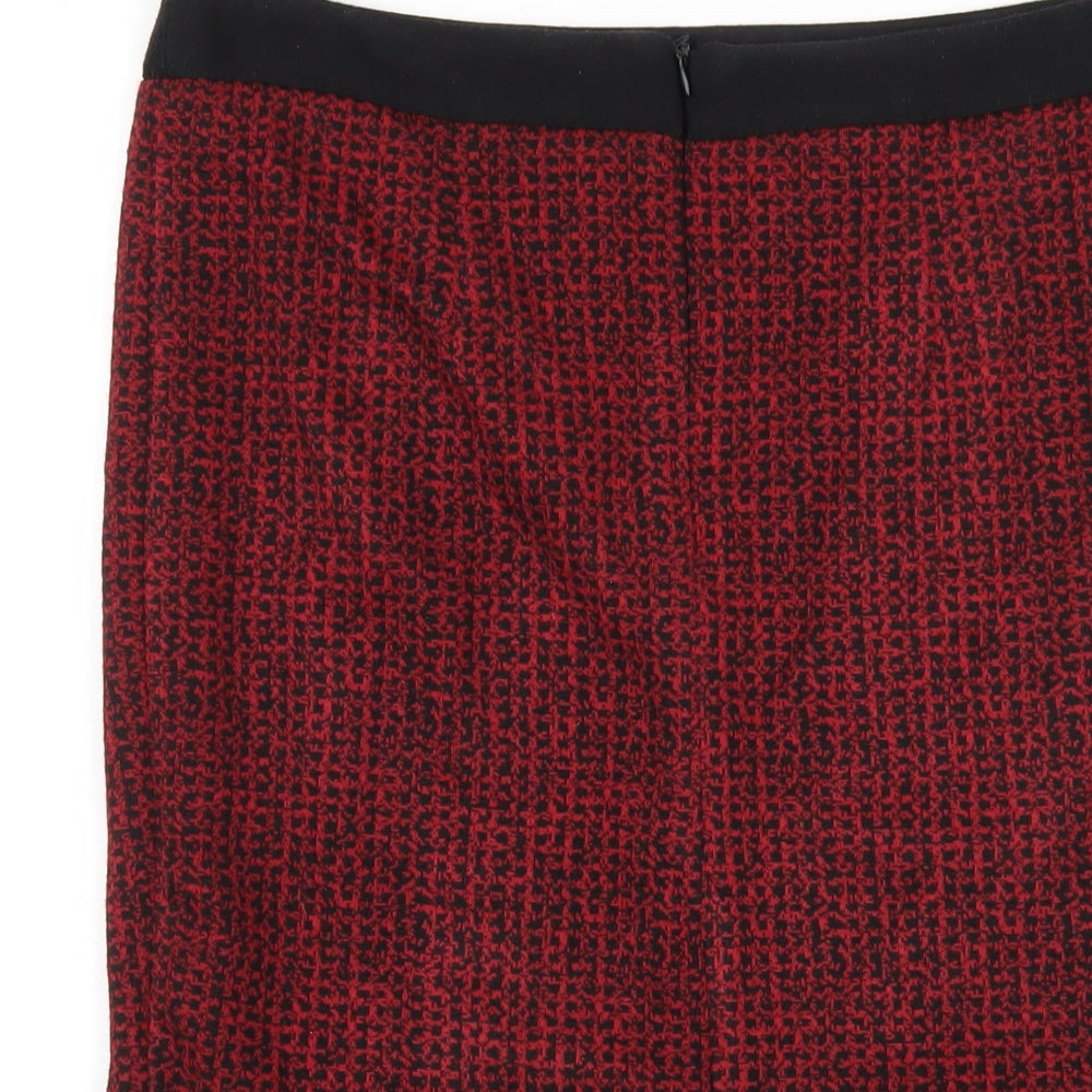 Per Una Womens Red Geometric Acrylic A-Line Skirt Size 10 Zip