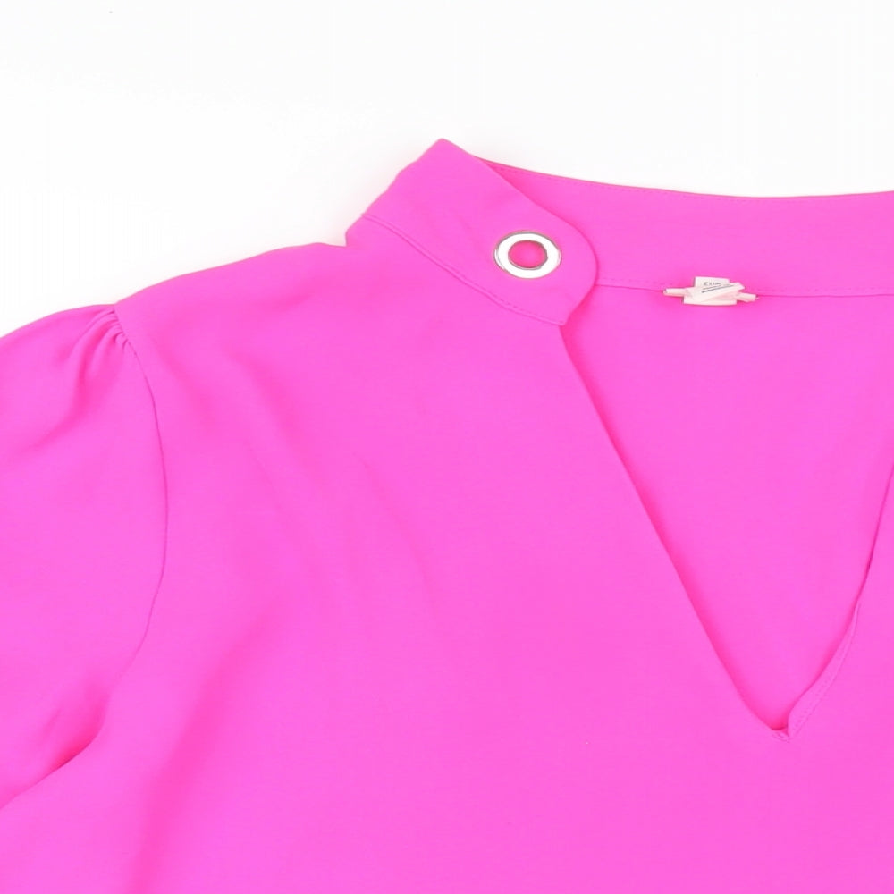 River Island Womens Pink Polyester Basic Blouse Size 16 V-Neck