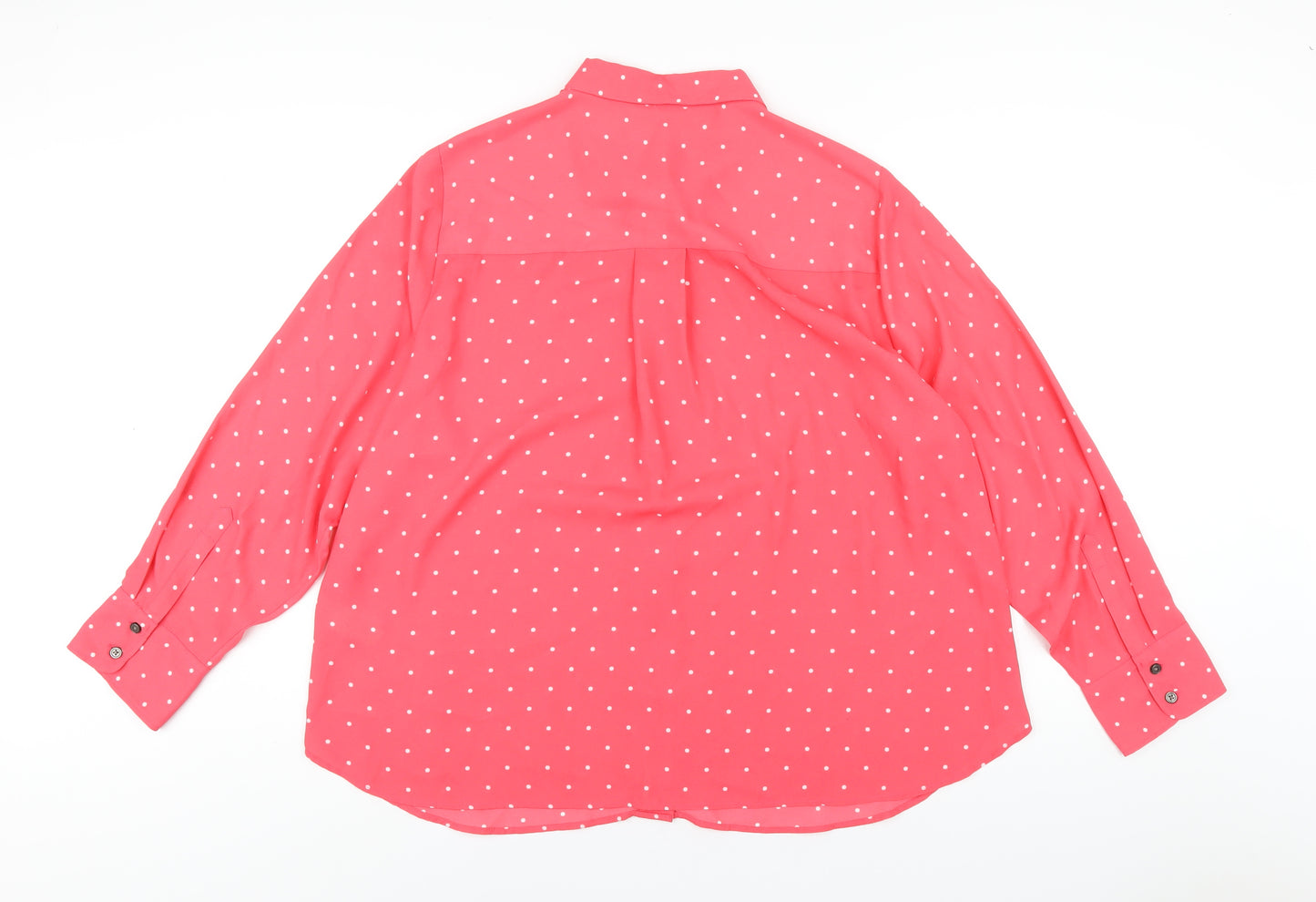 Marks and Spencer Womens Pink Polka Dot Polyester Basic Button-Up Size 22 Collared