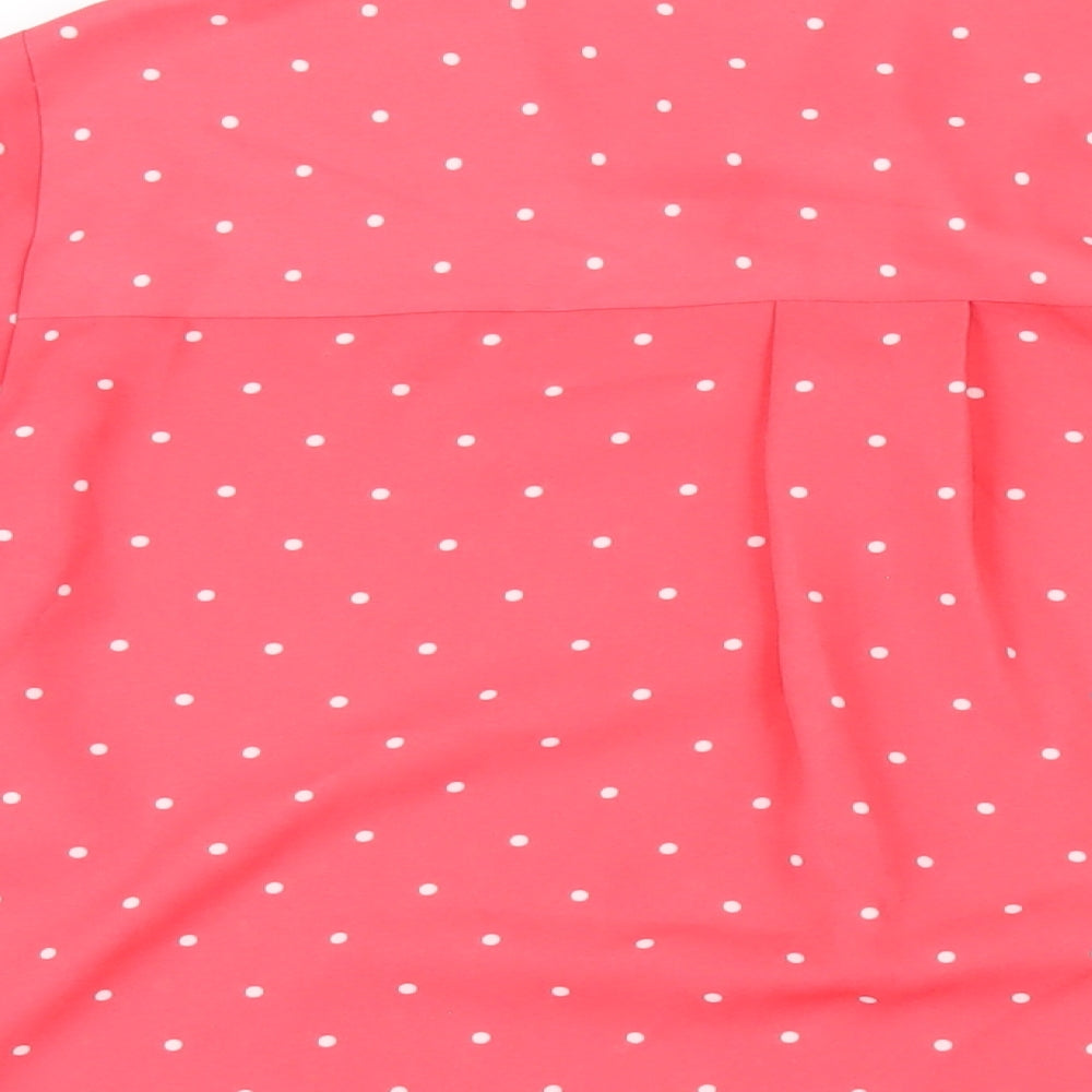 Marks and Spencer Womens Pink Polka Dot Polyester Basic Button-Up Size 22 Collared