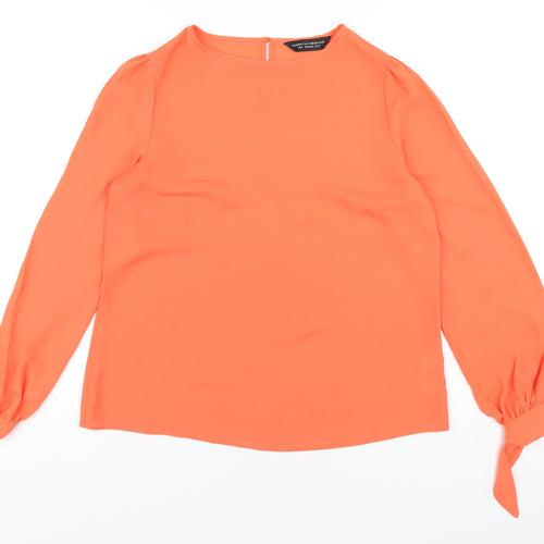 Dorothy Perkins Womens Orange Polyester Basic Blouse Size 10 Round Neck