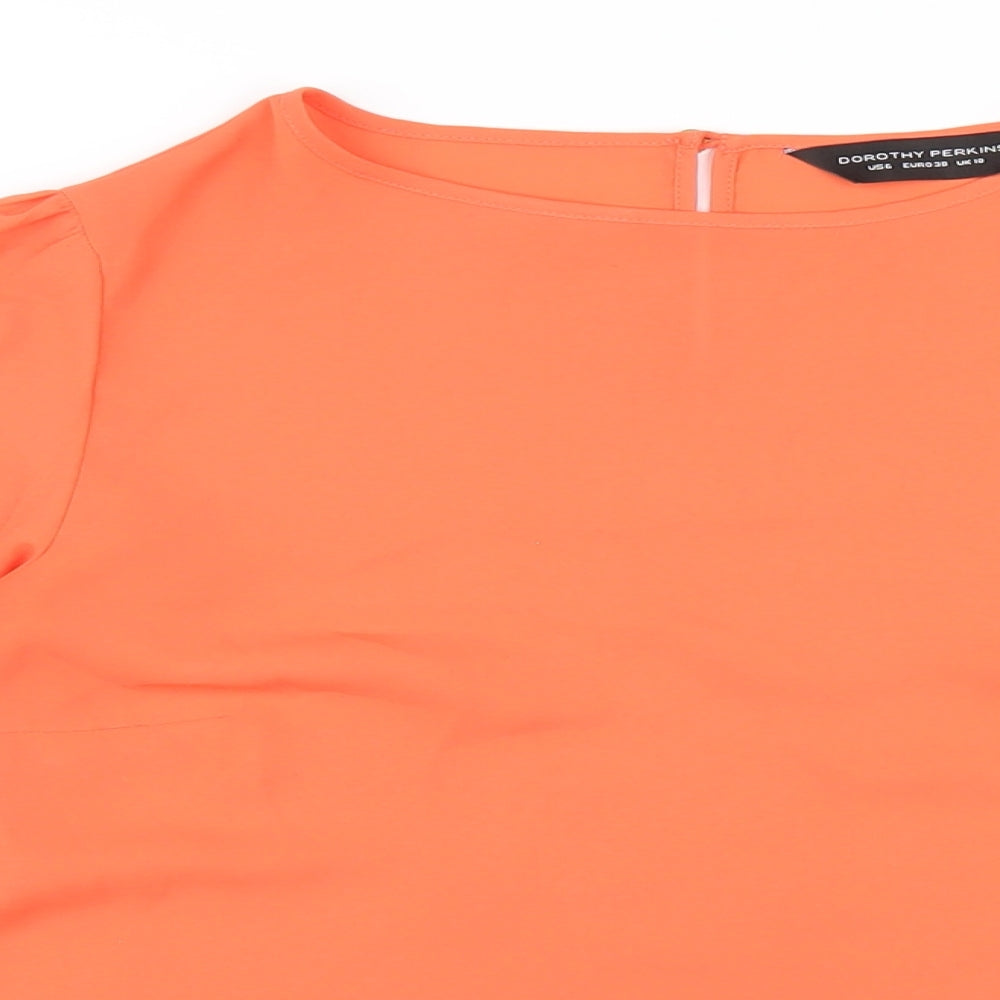 Dorothy Perkins Womens Orange Polyester Basic Blouse Size 10 Round Neck