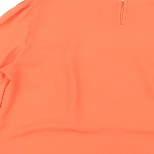 Dorothy Perkins Womens Orange Polyester Basic Blouse Size 10 Round Neck