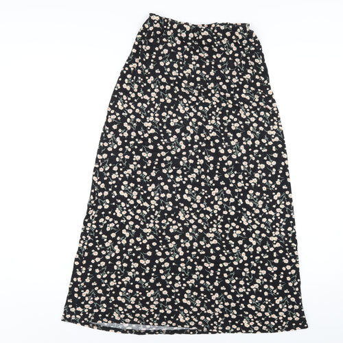 New Look Womens Black Floral Viscose A-Line Skirt Size 10