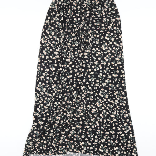 New Look Womens Black Floral Viscose A-Line Skirt Size 10