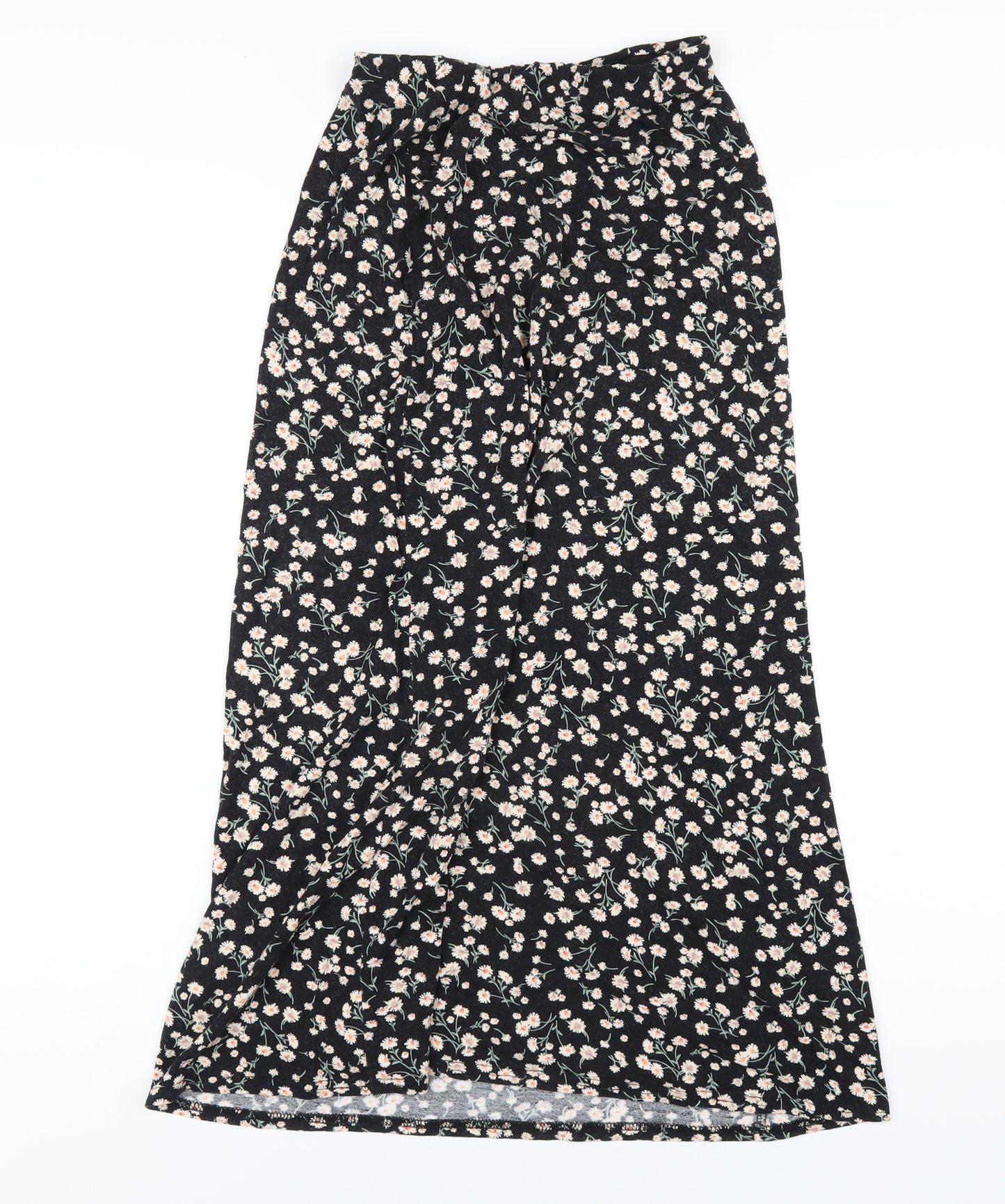 New Look Womens Black Floral Viscose A-Line Skirt Size 10