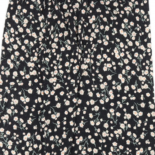 New Look Womens Black Floral Viscose A-Line Skirt Size 10