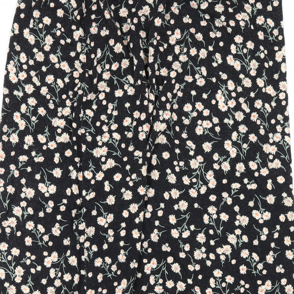 New Look Womens Black Floral Viscose A-Line Skirt Size 10