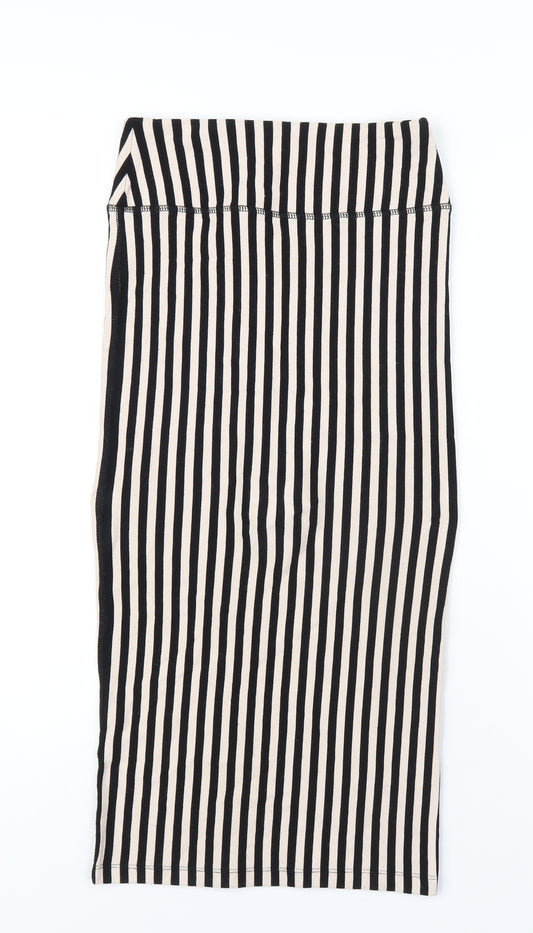 River Island Womens Black Striped Viscose Straight & Pencil Skirt Size 8