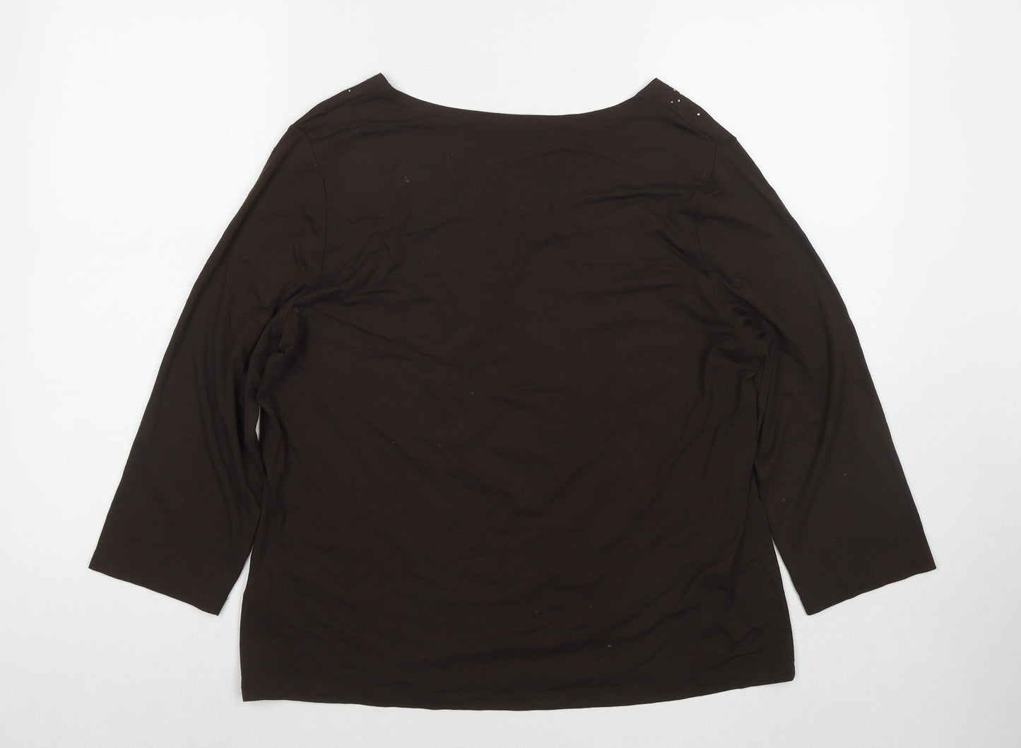 Marks and Spencer Womens Brown Viscose Basic Blouse Size 18 Round Neck