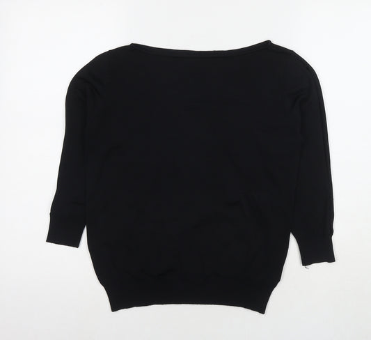 NEXT Womens Black Round Neck Viscose Pullover Jumper Size 14