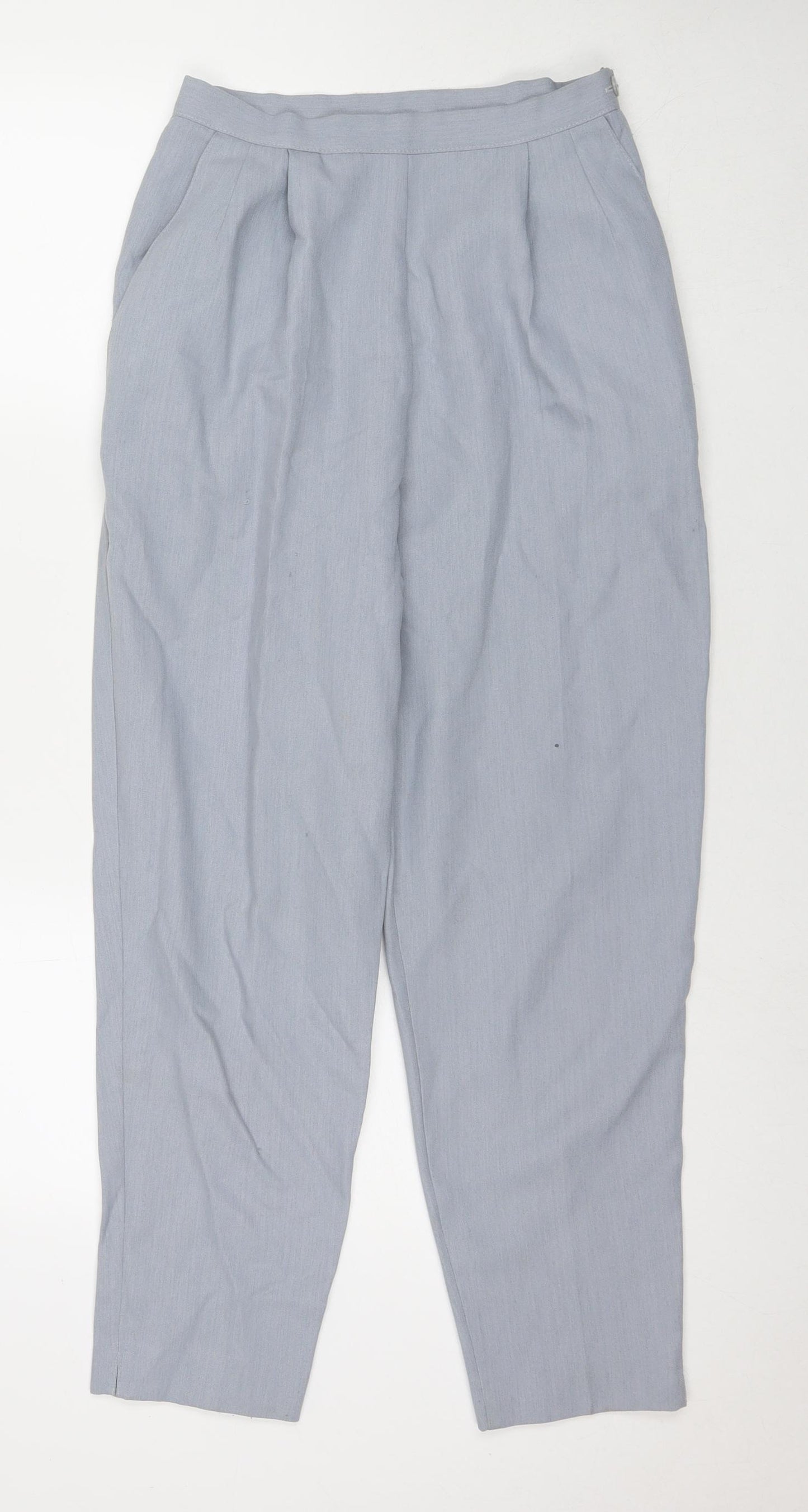 Marks and Spencer Womens Grey Polyester Trousers Size 12 L28 in Regular Zip