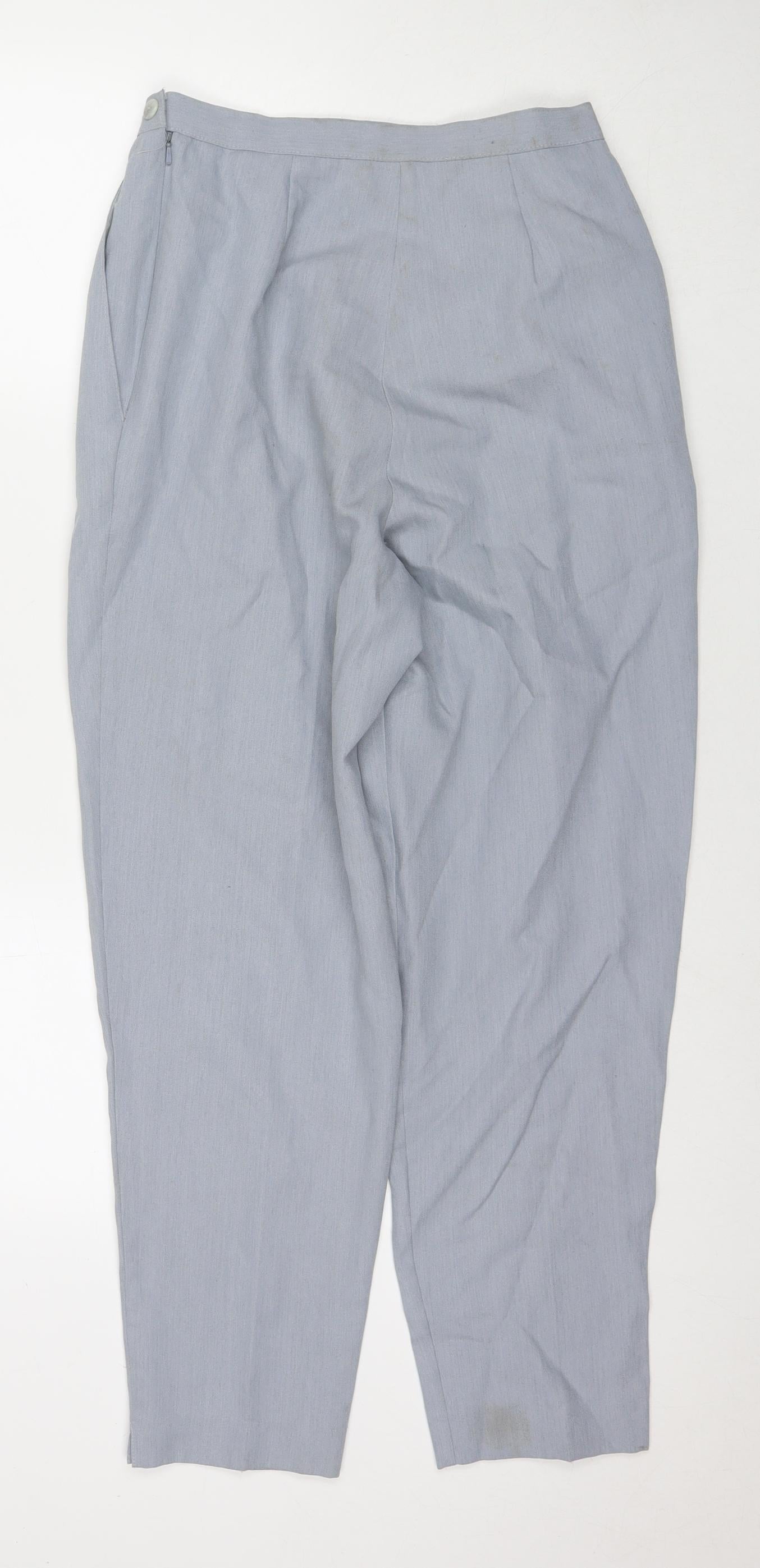 Marks and Spencer Womens Grey Polyester Trousers Size 12 L28 in Regular Zip