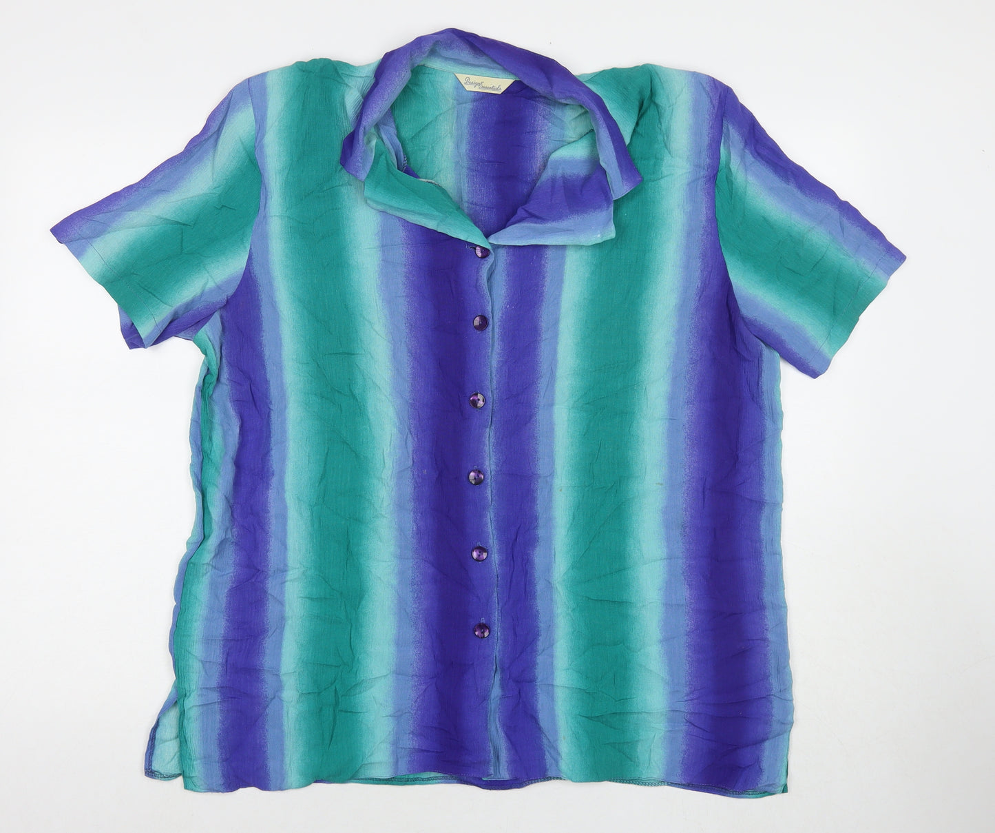 Design Essentials Womens Multicoloured Striped Viscose Basic Button-Up Size 20 Collared