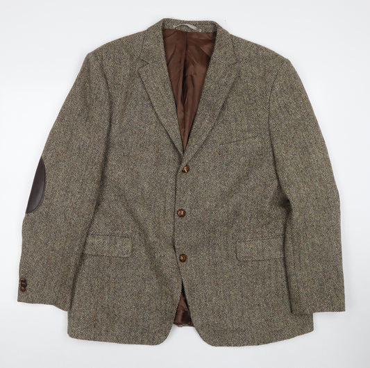 Harris Tweed Mens Brown Wool Jacket Suit Jacket Size 44 Regular