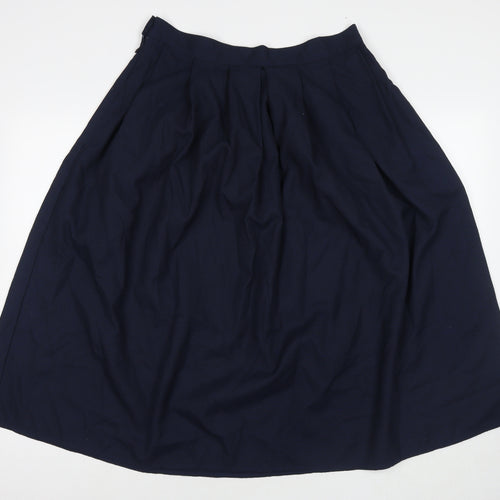 Nightingales Womens Blue Polyester Pleated Skirt Size 16 Zip