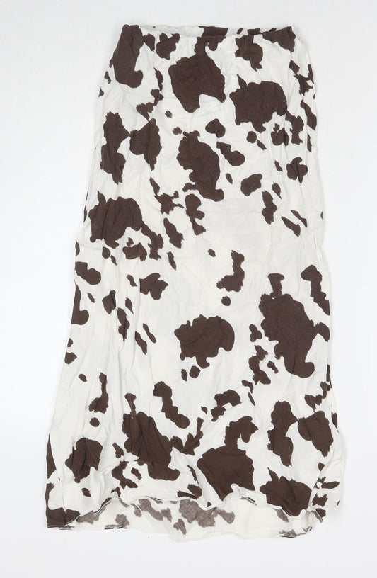 ASOS Womens Multicoloured Animal Print Viscose Maxi Skirt Size 6 - Cow Pattern