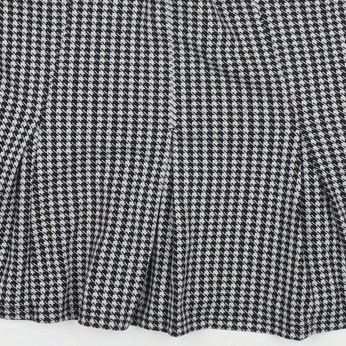 ASOS Womens Black Herringbone Polyester Pleated Skirt Size 12 Zip