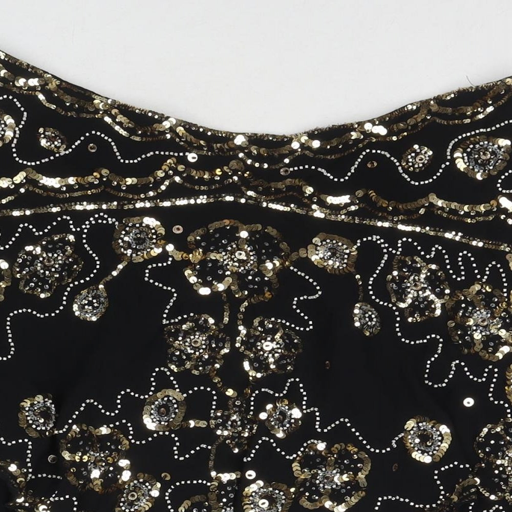 Temperley Womens Black Silk Mini Skirt Size 12 Zip - Sequin Detail