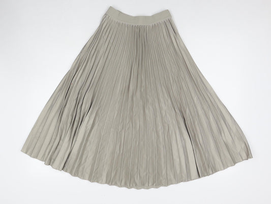 H&M Womens Grey Polyester Pleated Skirt Size 6