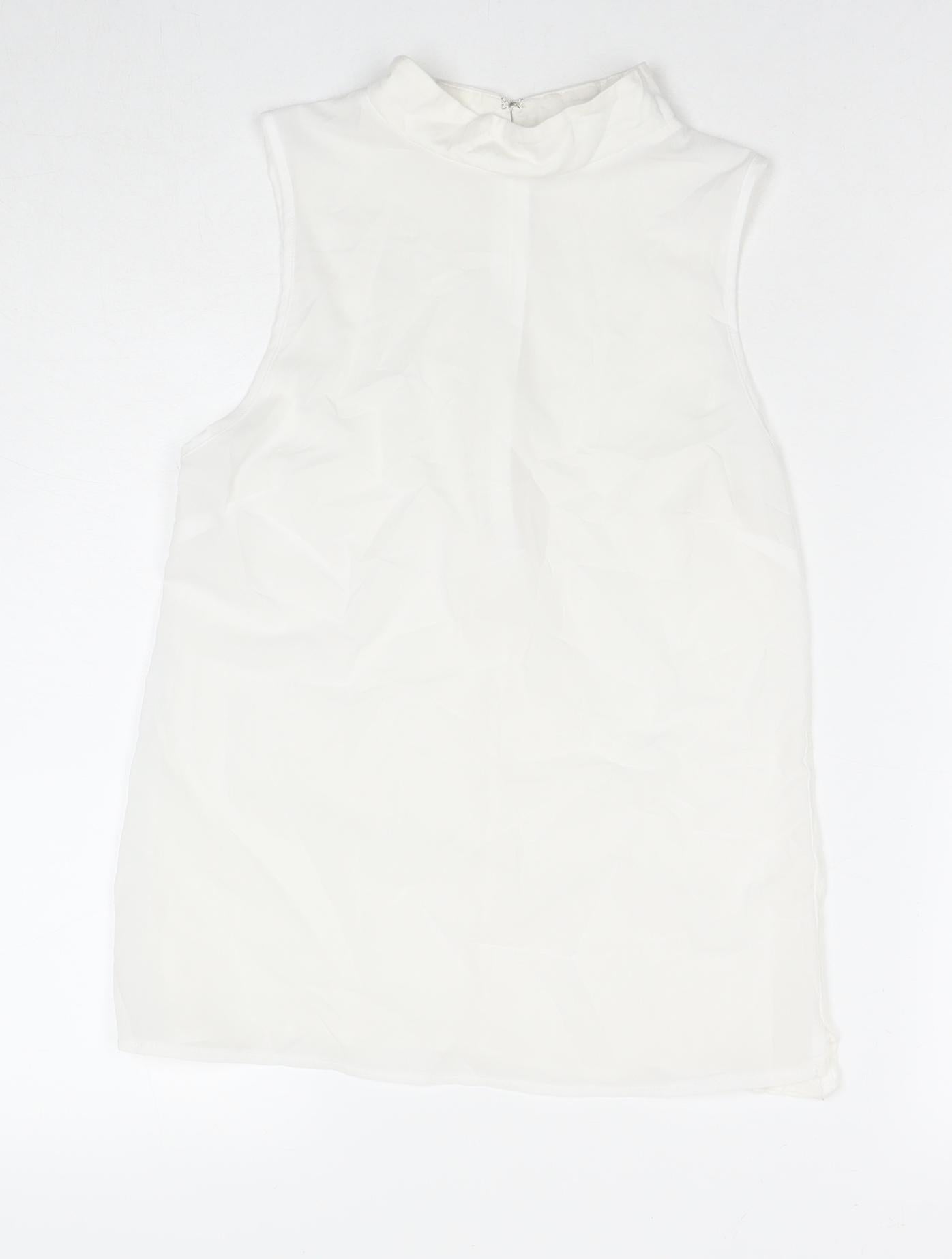 French Connection Womens White Polyester Basic Tank Size XS Round Neck