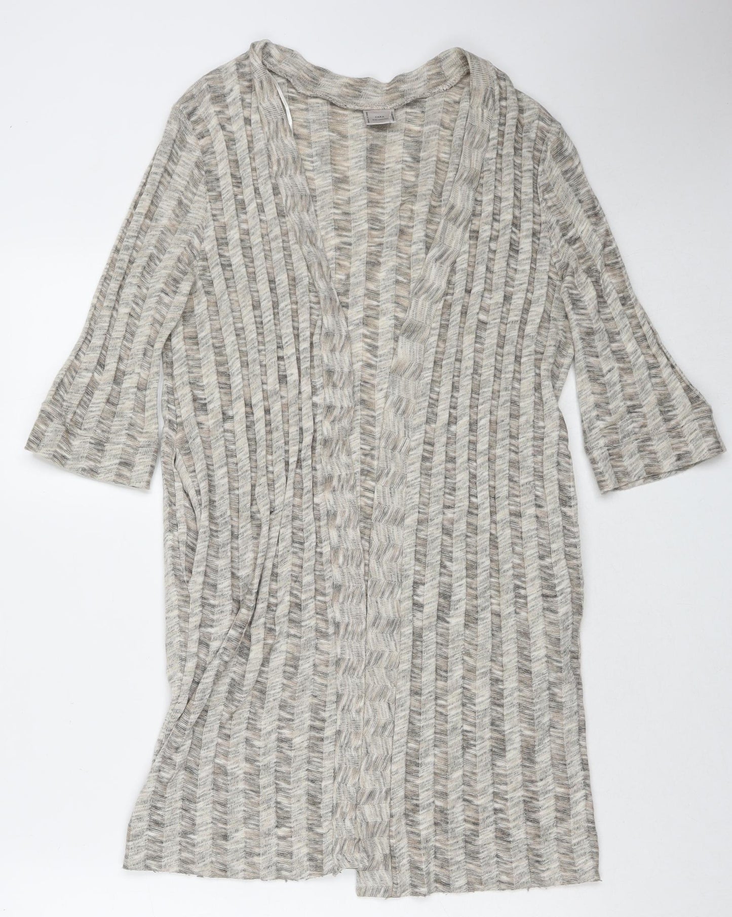 Zara Womens Beige V-Neck Cotton Cape Jumper Size S