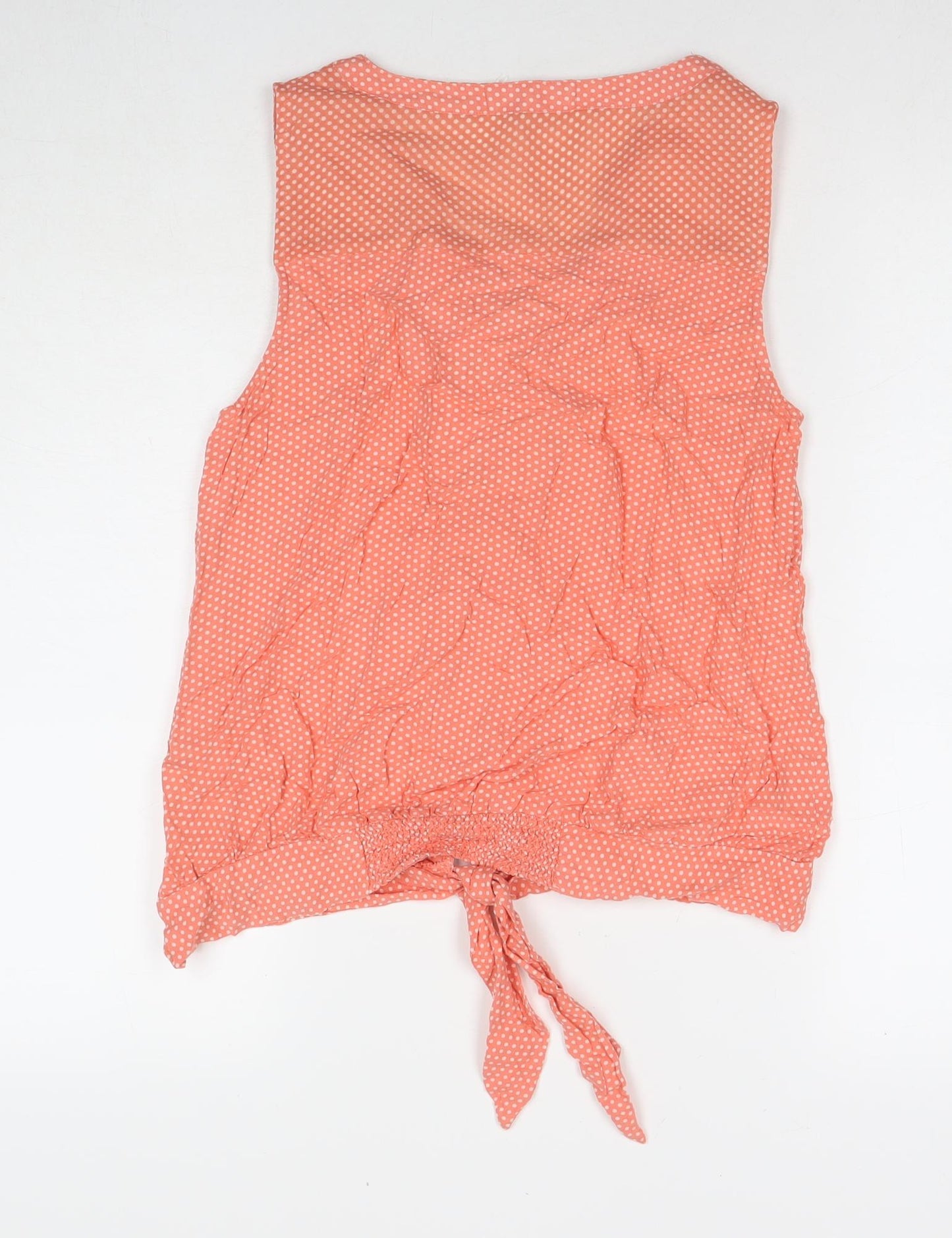 NEXT Womens Orange Polka Dot Viscose Basic T-Shirt Size 12 Round Neck