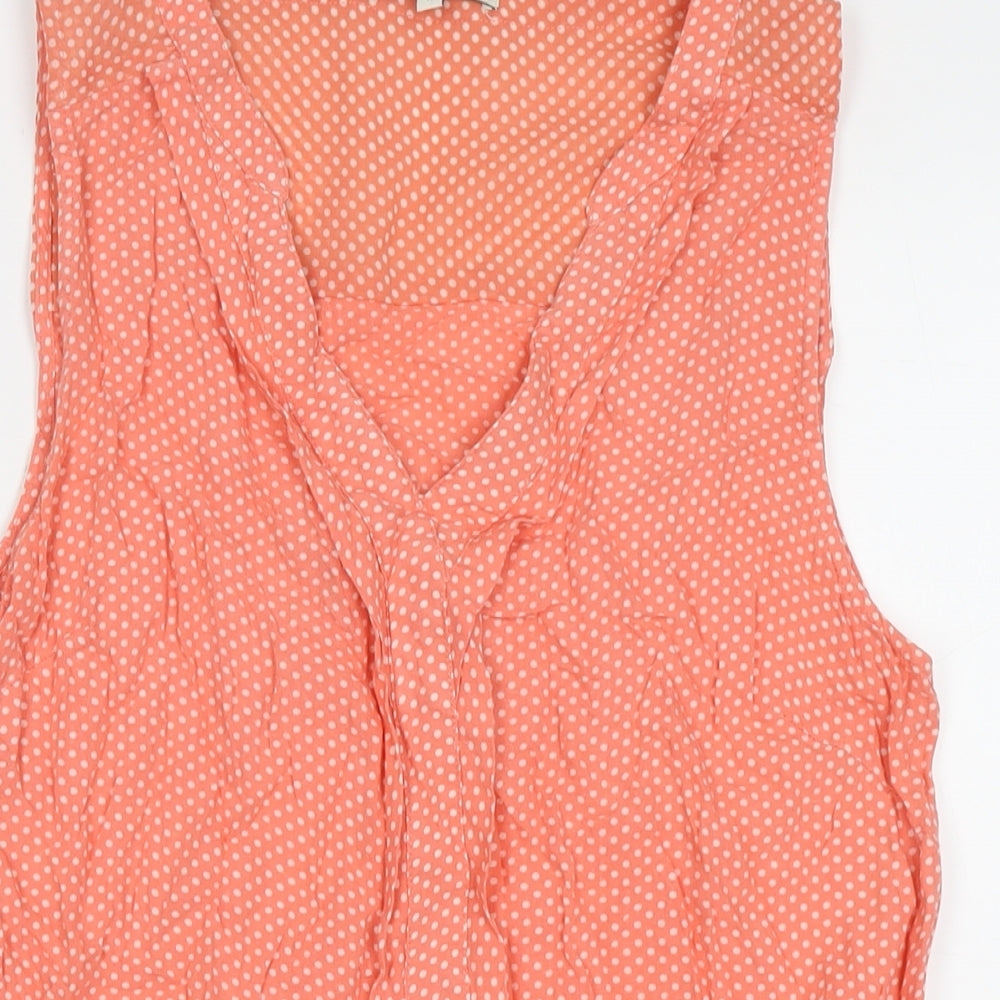 NEXT Womens Orange Polka Dot Viscose Basic T-Shirt Size 12 Round Neck