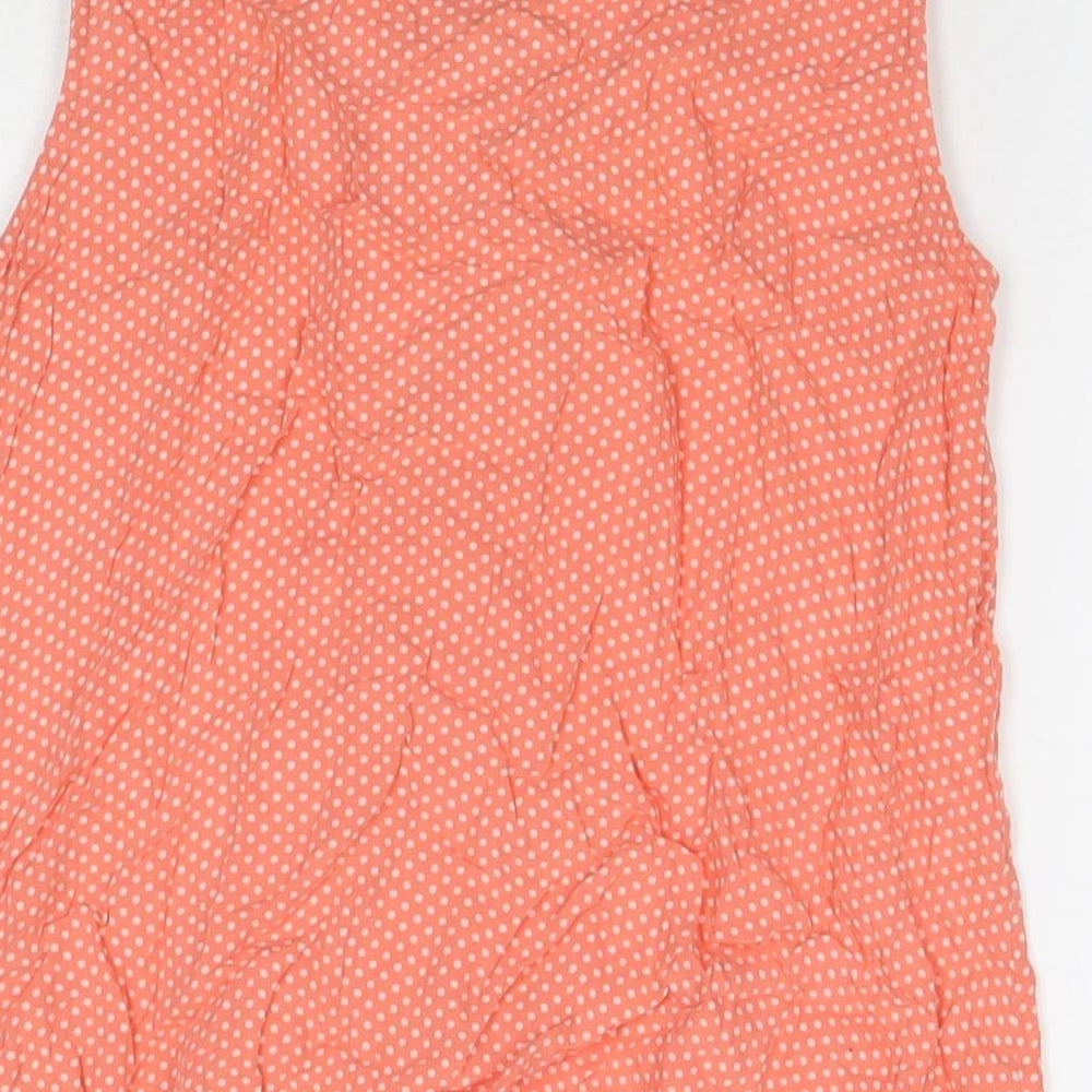 NEXT Womens Orange Polka Dot Viscose Basic T-Shirt Size 12 Round Neck