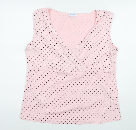 Chapter Womens Pink Polka Dot Polyester Basic Tank Size 20 V-Neck