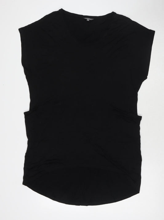 Marks and Spencer Womens Black Viscose Tunic T-Shirt Size 18 Round Neck