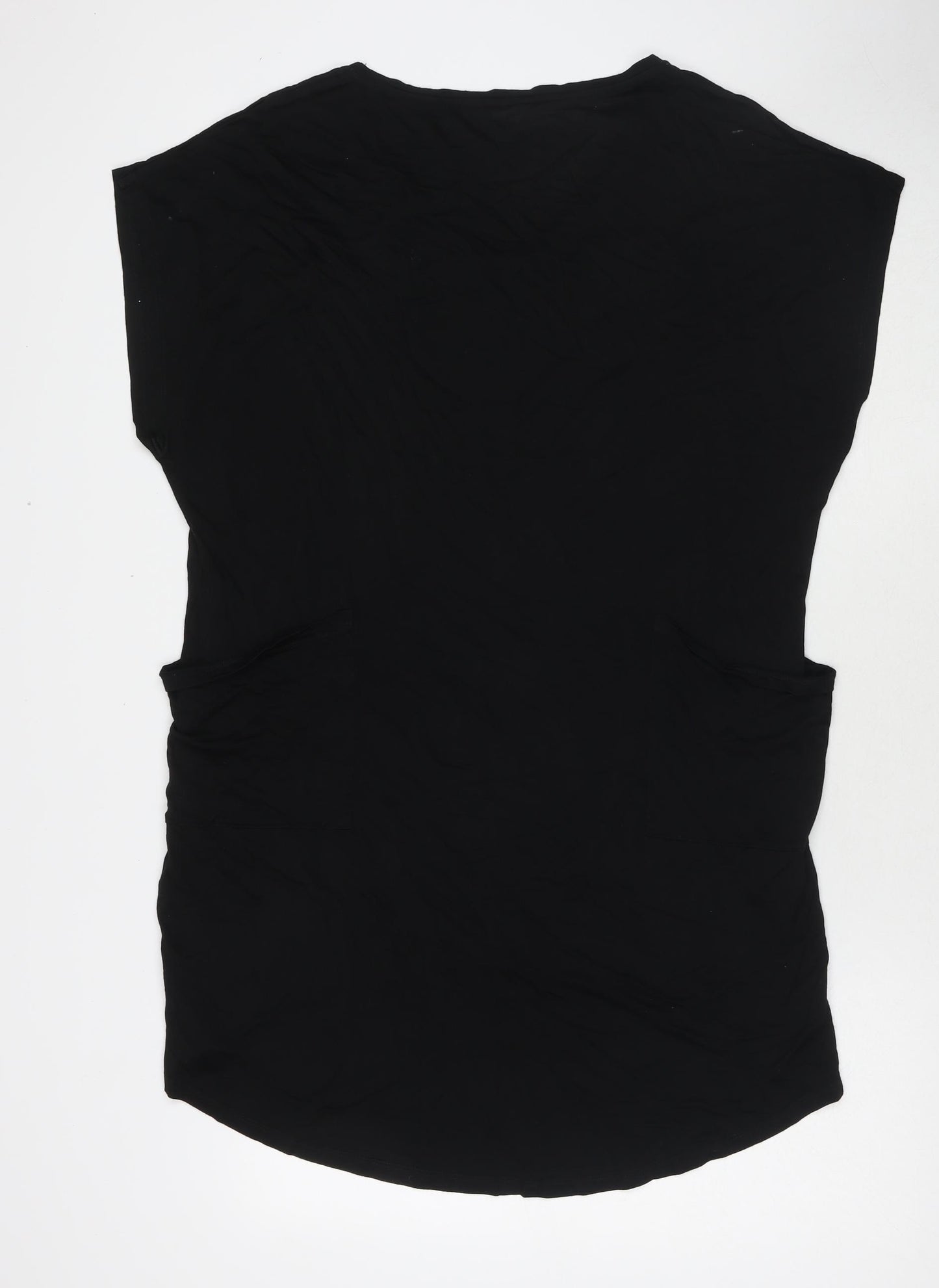 Marks and Spencer Womens Black Viscose Tunic T-Shirt Size 18 Round Neck