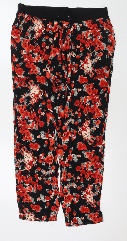 Klass Womens Multicoloured Floral Viscose Trousers Size 16 L26 in Regular Drawstring