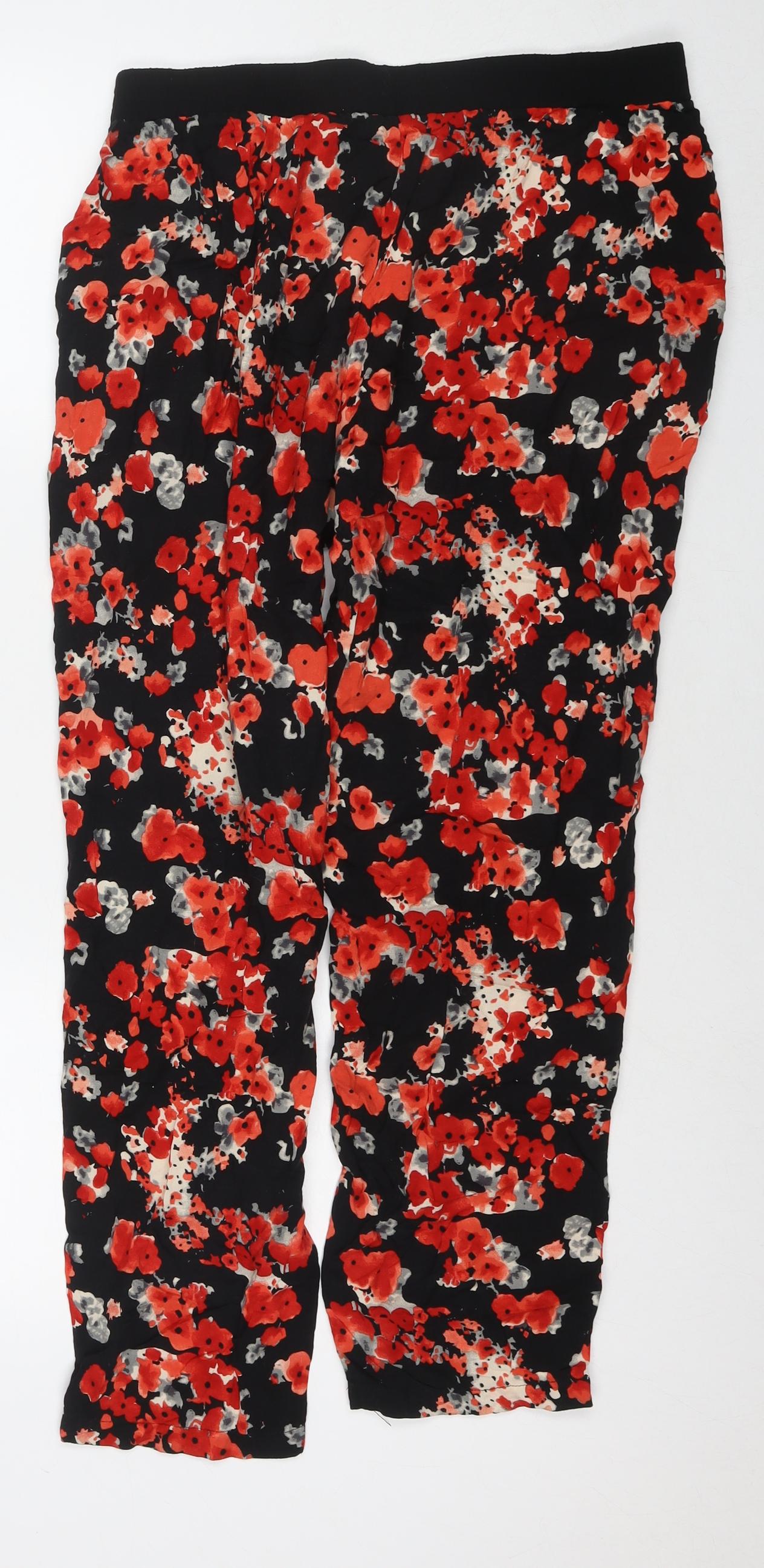 Klass Womens Multicoloured Floral Viscose Trousers Size 16 L26 in Regular Drawstring