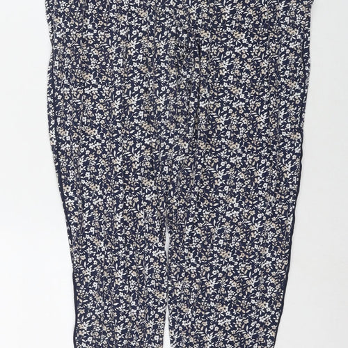 NEXT Womens Blue Floral Viscose Trousers Size 10 L28 in Regular