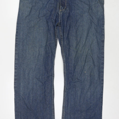 Blue Harbour Mens Blue Cotton Straight Jeans Size 36 in L29 in Regular Zip