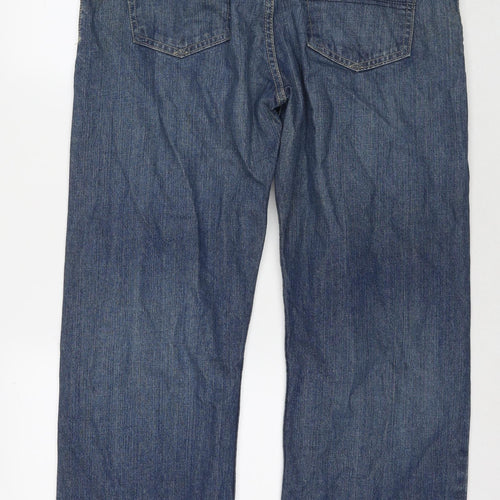 Blue Harbour Mens Blue Cotton Straight Jeans Size 36 in L29 in Regular Zip