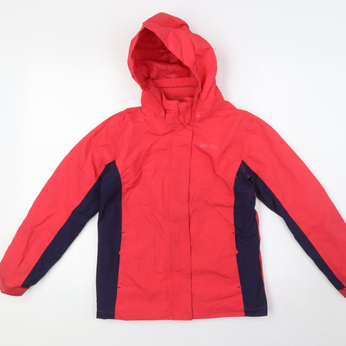 Mountain Warehouse Girls Red 3-in-1 Jacket Jacket Size 9-10 Years Zip - Waterproof, Velcro Cuffs, Detachable Hood