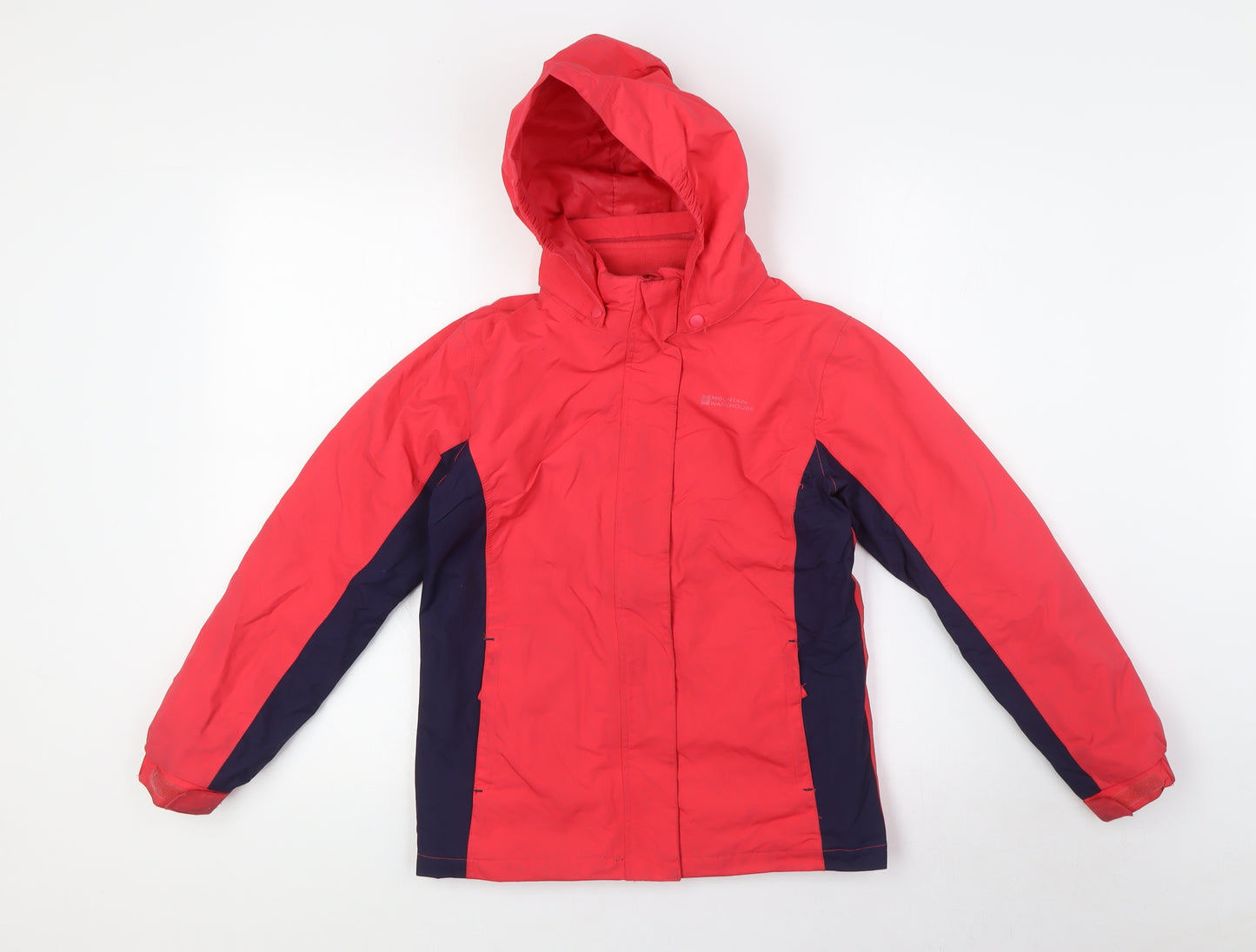 Mountain Warehouse Girls Red 3-in-1 Jacket Jacket Size 9-10 Years Zip - Waterproof, Velcro Cuffs, Detachable Hood