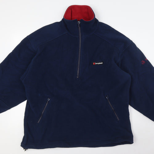 Berghaus Mens Blue Polyester Pullover Sweatshirt Size XL - Wind Bloc, 1/4 Zip