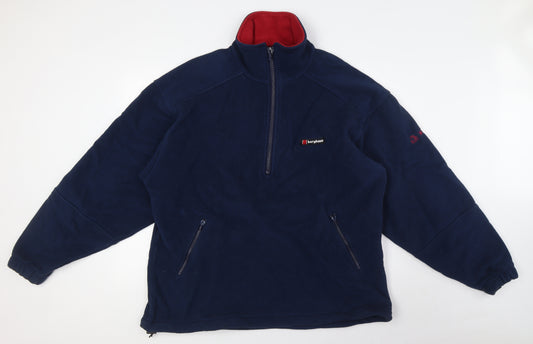 Berghaus Mens Blue Polyester Pullover Sweatshirt Size XL - Wind Bloc, 1/4 Zip