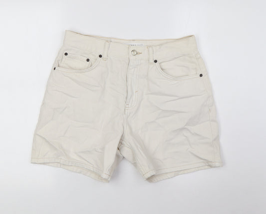 Topshop Womens Ivory Cotton Basic Shorts Size 14 L5 in Regular Button