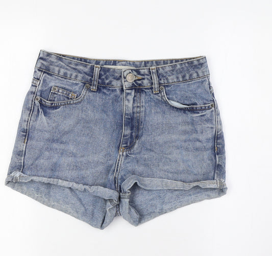 Topshop Womens Blue 100% Cotton Basic Shorts Size 26 in Regular Button