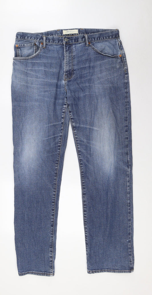 Gap Mens Blue Cotton Straight Jeans Size 36 in L33 in Regular Button