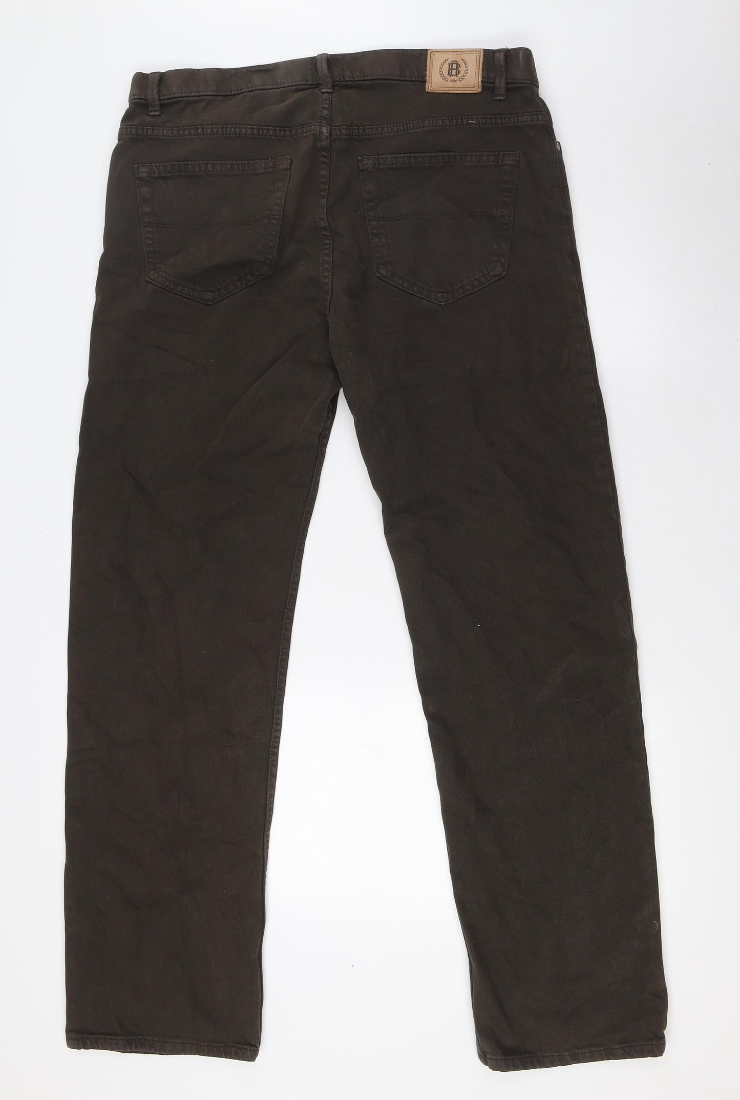 Blue Harbour Mens Brown Cotton Straight Jeans Size 36 in L31 in Regular Button