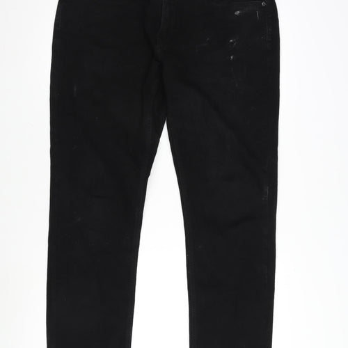 War Star Mens Black Cotton Blend Straight Jeans Size 36 in L32 in Regular Zip